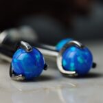 Labret piercing opal